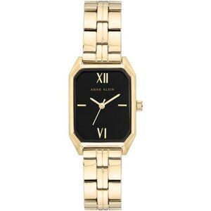 Womens Gold Bracelet Watch Black Dial Water Resistant Jewelry Clasp Giftable